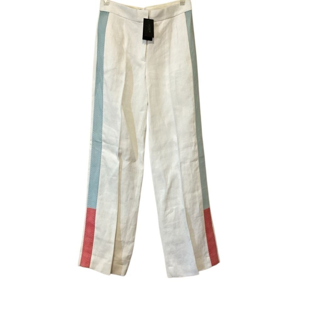 NWT J. Crew Collection Snakeskin Stripe Trouser 100% linen tuxedo stripe size 6